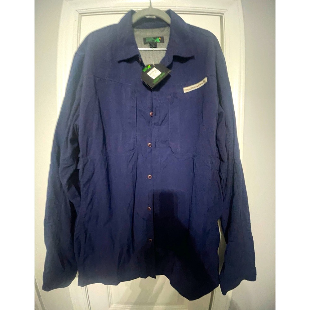 Eastern Mountain Sports Blue Nylon LS Button-Up Shirt L Regular Pockets